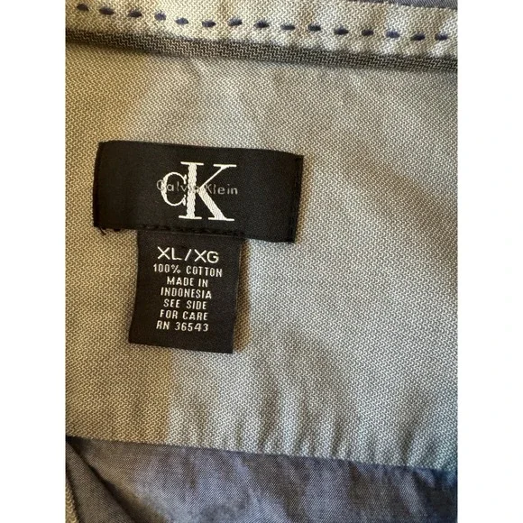 Calvin Klein Button Down Shirt Mens XL Blue Excellent Cotton Long Sleeve Pockets - Picture 5 of 5
